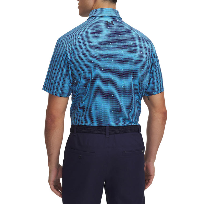 Under Armour季后赛3.0印刷Polo Golf衬衫 - 蓝色