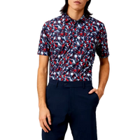 G/Fore Palm Fronds Tech Pique Slim Fit Golf Polo Shirt - Twilight