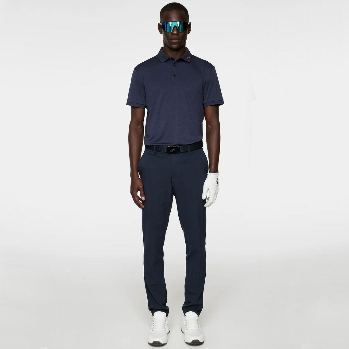 J.Lindeberg KV Regular Fit Golf Polo Shirt - Navy Melange