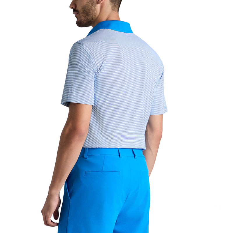 G/Fore Feeder Stripe Fine Tech Jersey Golf Polo Shirt - Lisbon Blue