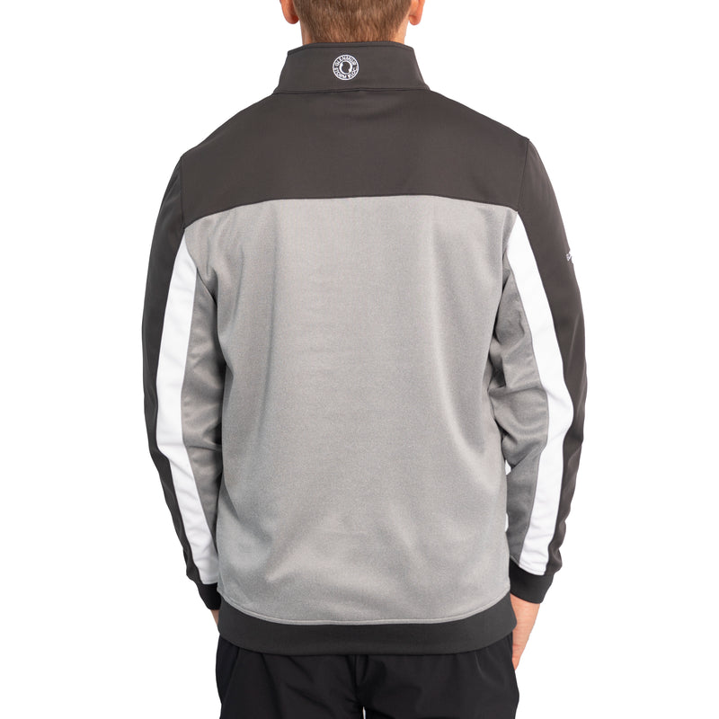 Glenmuir Douglas Quarter Zip Colour Block Performance Golf Midlayer - Light Grey Marl/ Charcoal