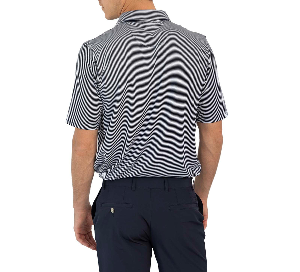 Glenmuir Torrence Micro Stripe Performance Golf Shirt - Navy/ White