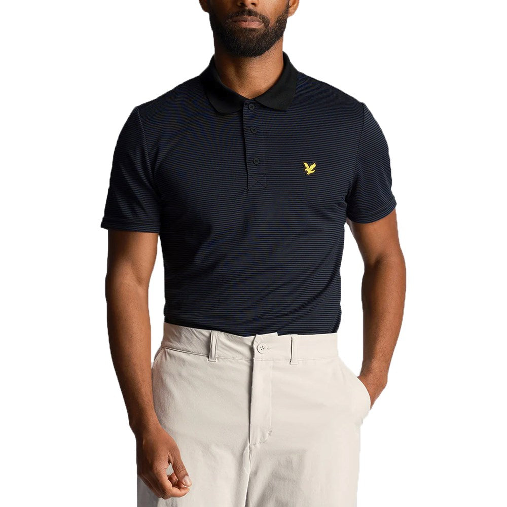 Lyle & Scott Microstripe Golf Polo Shirt - Dark Navy/Jet Black