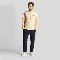 Lyle & Scott Baffle Quilted Quarter Zip Golf Midlayer - Sand Dune