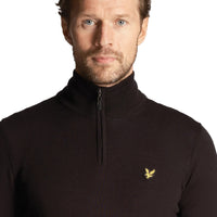 Lyle &amp; Scott Core 1/4 拉链美利奴羊毛混纺 - 深黑色