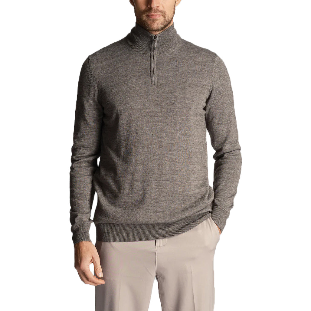 Lyle & Scott Tonal Eagle 1/4 Zip Knit - Mid Grey Marl