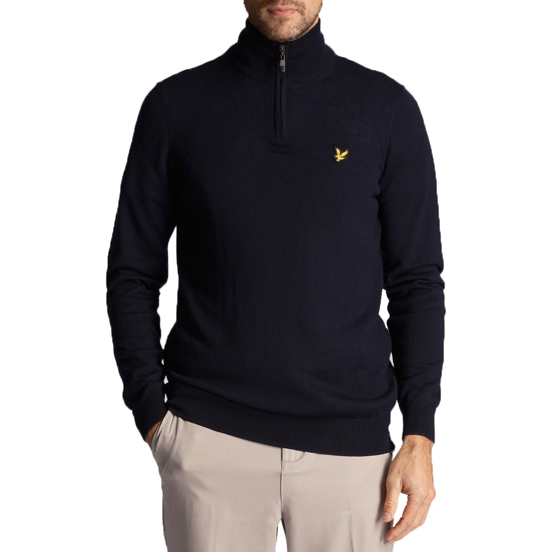 Lyle &amp; Scott Core 1/4 拉链美利奴混纺 - 深海军蓝