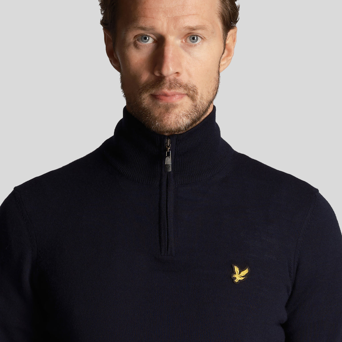 Lyle &amp; Scott Core 1/4 拉链美利奴混纺 - 深海军蓝