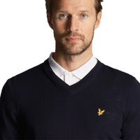 Lyle &amp; Scott 高尔夫 V 领套头衫 - 深海军蓝