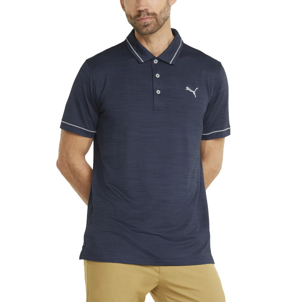 Puma Cloudspun Monarch Golf Polo Shirt - Navy Blazer Heather/ High Rise