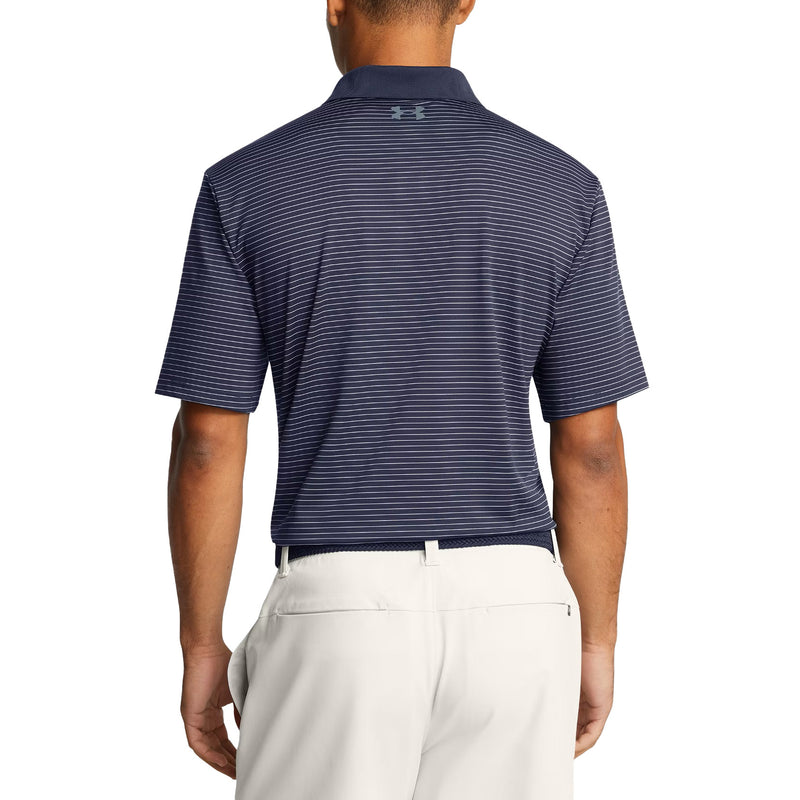 Under Armour Performance 3.0 Stripe Golf Polo Shirt - Midnight Navy/Flare Orange