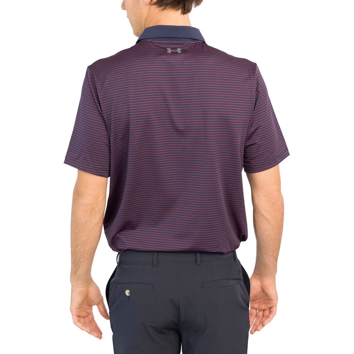 Under Armour Performance 3.0 Stripe Golf Polo Shirt - Midnight Navy/Red