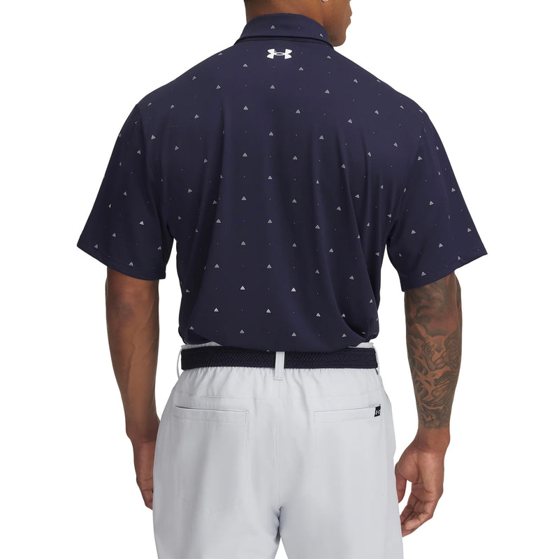 Under Armour季后赛3.0印刷Polo Golf衬衫 - 海军/白色