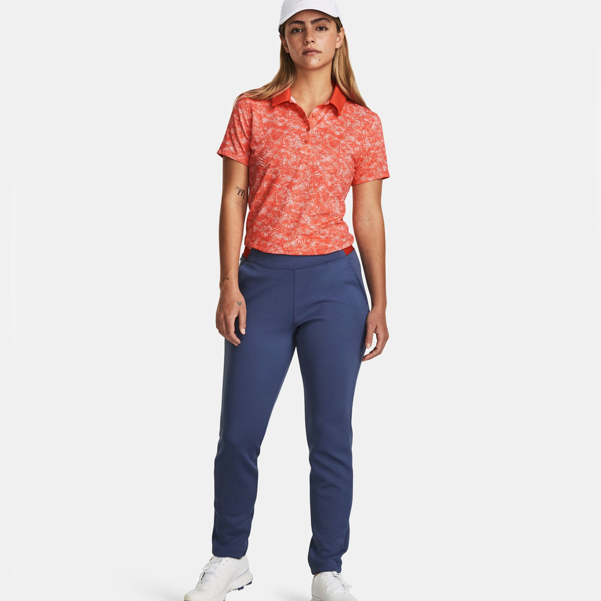 Under Armour 女式季后赛印花高尔夫 Polo 衫 - 毒液红/贝塔/金属银