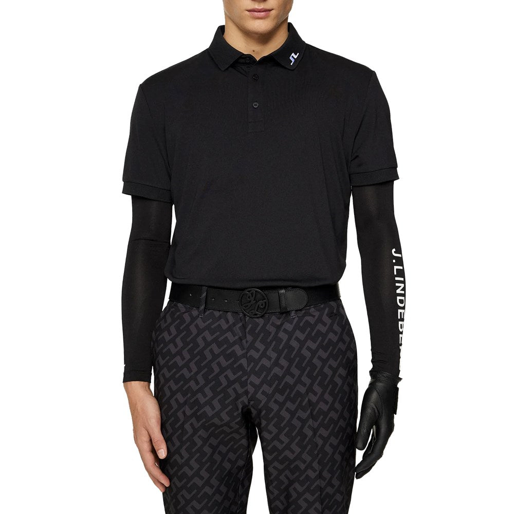 J.Lindeberg KV Regular Fit Print Golf Shirt - Bias Bridge Black