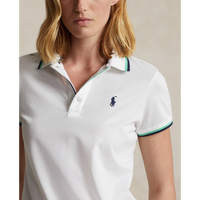 RLX Ralph Lauren Women's Tour Pique Golf Shirt - Pure White/Navy/Green