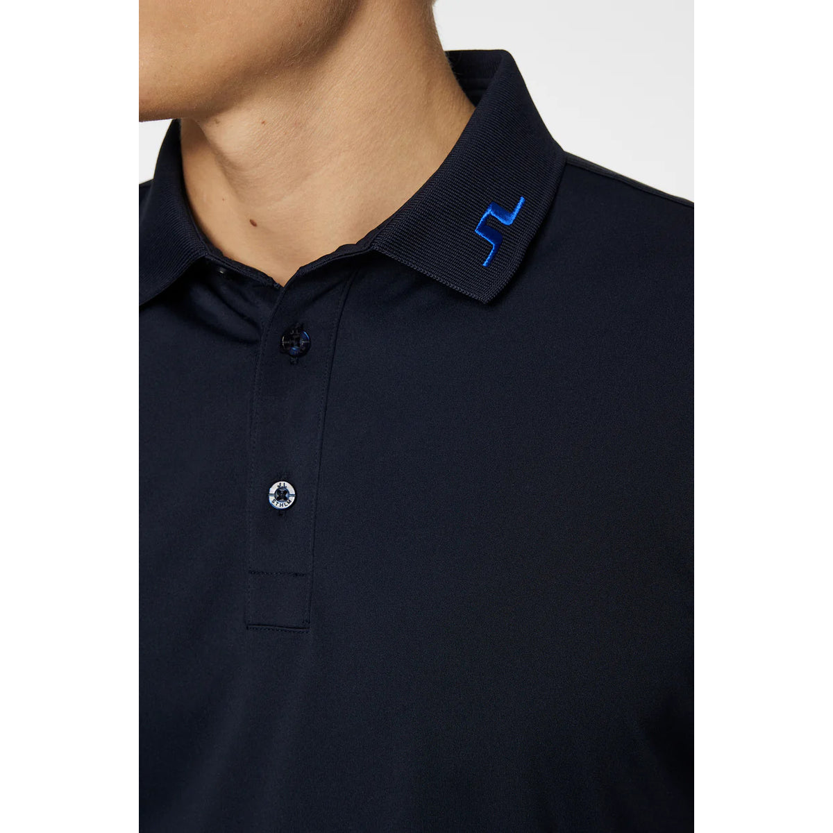 J.Lindeberg KV Regular Fit Print Golf Polo Shirt - Glitch Bridge Blue