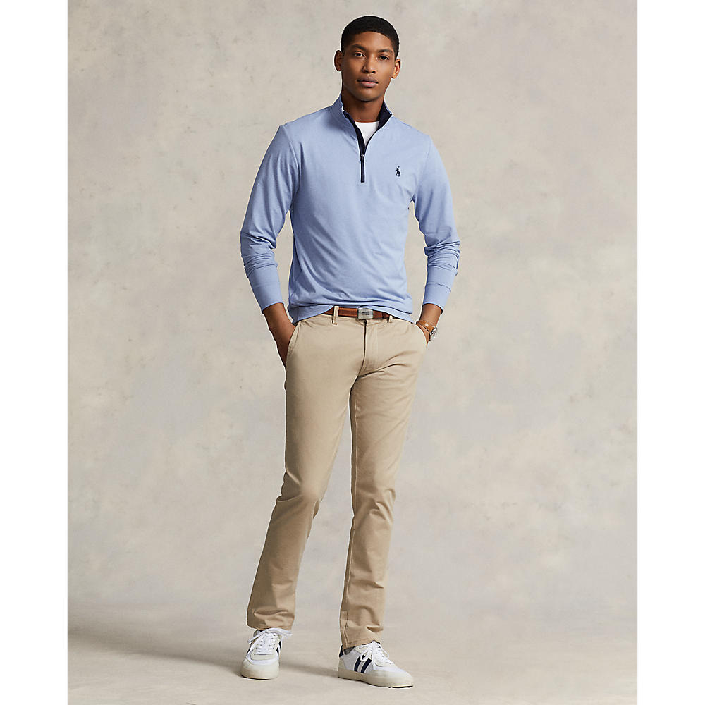 Polo Performance Ralph Lauren Half Zip Peached Jersey - Powder Blue Heather