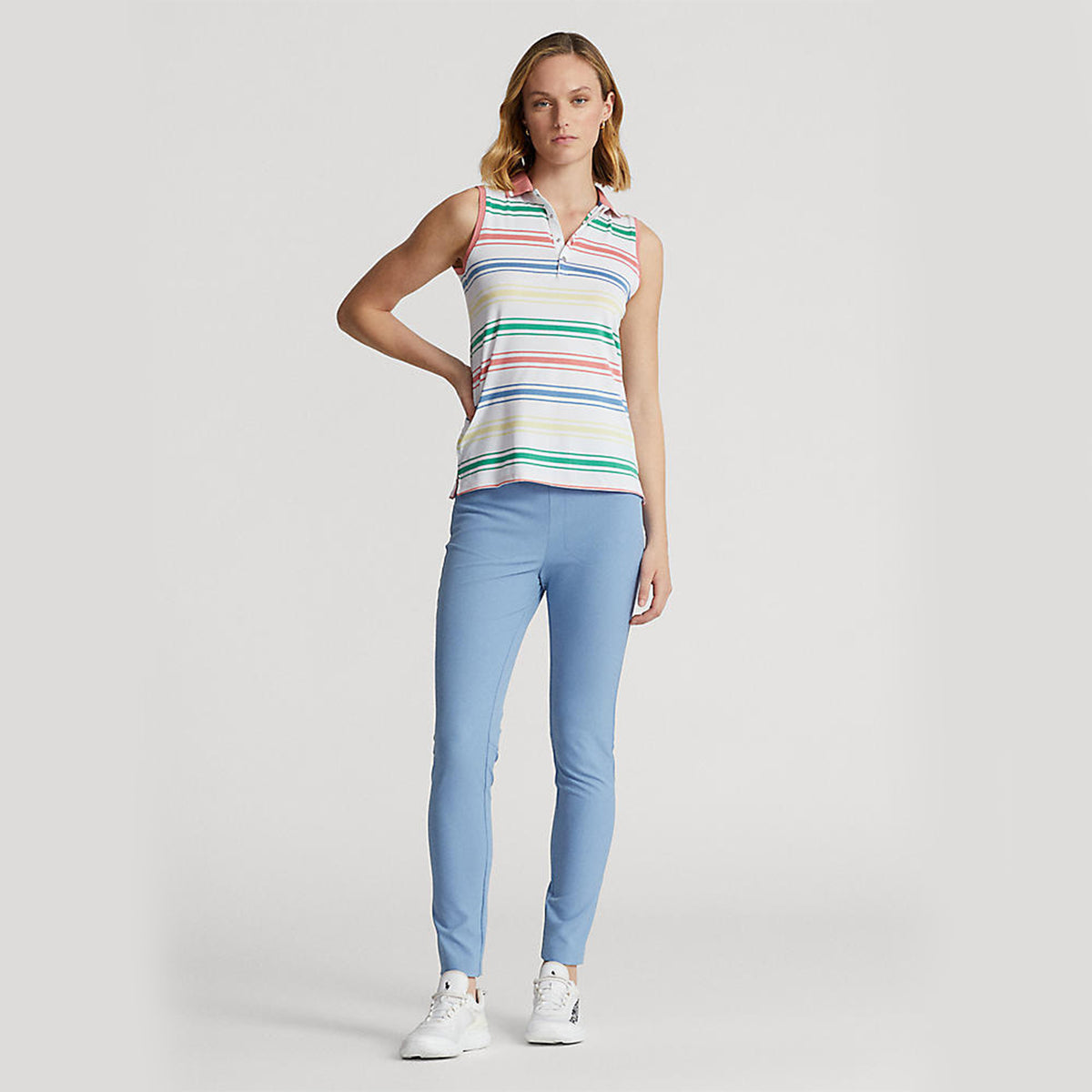 RLX Ralph Lauren Women's Printed Airflow Sleeveless Golf Shirt - Pure White Multi