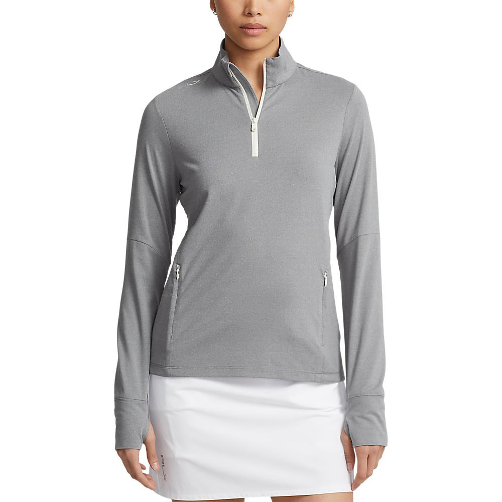 RLX Ralph Lauren Women's Stretch Jersey 1/4 Zip Golf Pullover - Steel Heather/Chic Cream