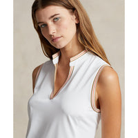 RLX Ralph Lauren Women's Sleeveless Tech Pique Golf Polo Shirt - Pure White/Hibiscus