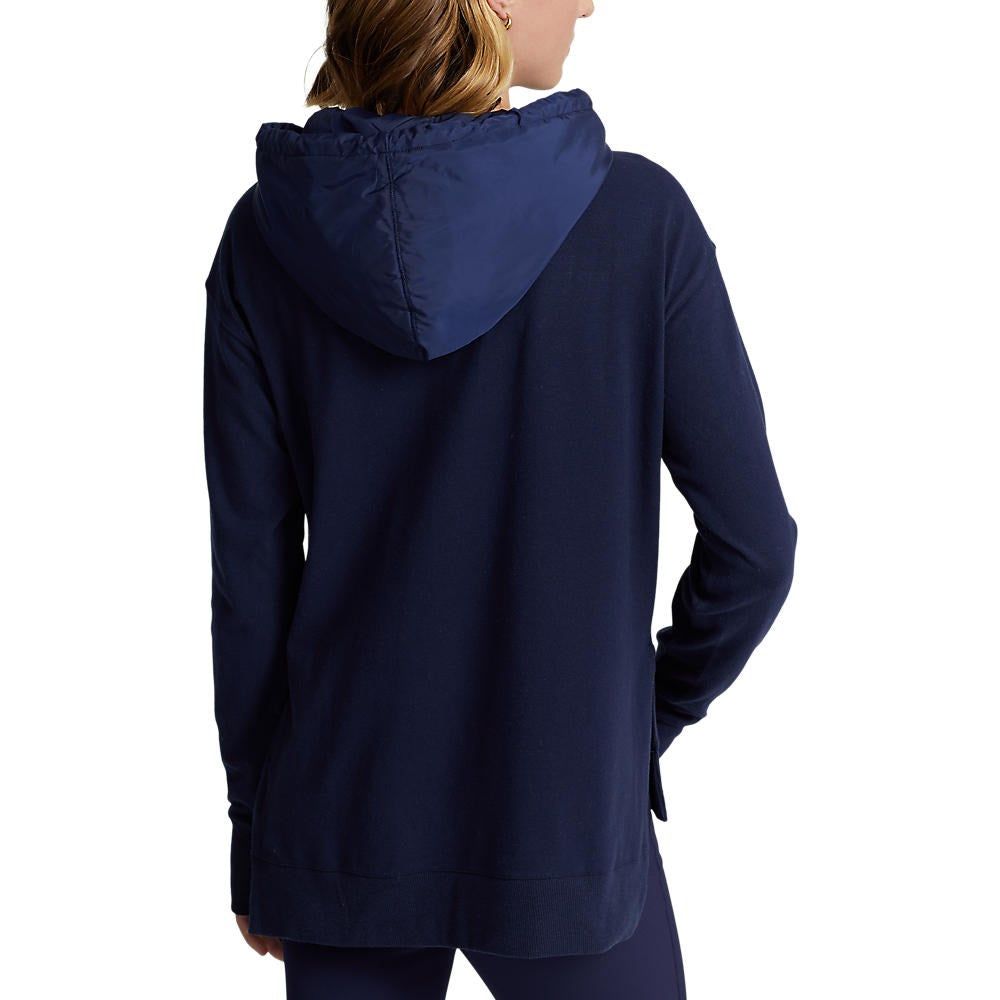 RLX Ralph Lauren 女式徽标云朵抓绒混合针织连帽衫 - 法国海军蓝