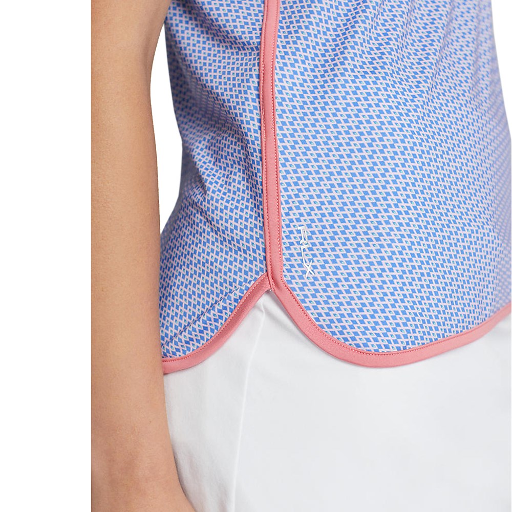 RLX Ralph Lauren 女式印花气流性能无袖高尔夫衬衫 - 斯科茨代尔蓝色 Geo