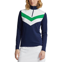 RLX Ralph Lauren 女式弹力 1/4 拉链套头衫 - 法国海军蓝/克鲁斯绿多色