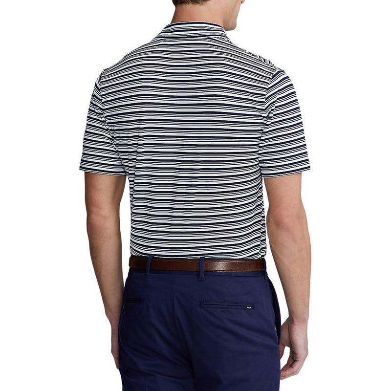 Polo Golf Ralph Lauren Tour Pique 条纹 Polo 衫 - 法国海军蓝/白色