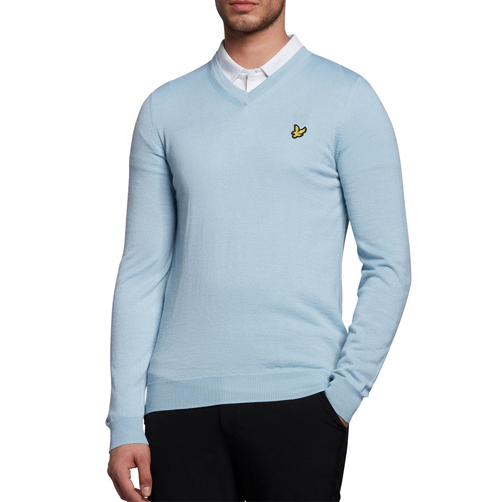 Lyle &amp; Scott 高尔夫 V 领套头衫 - 蓝色海岸