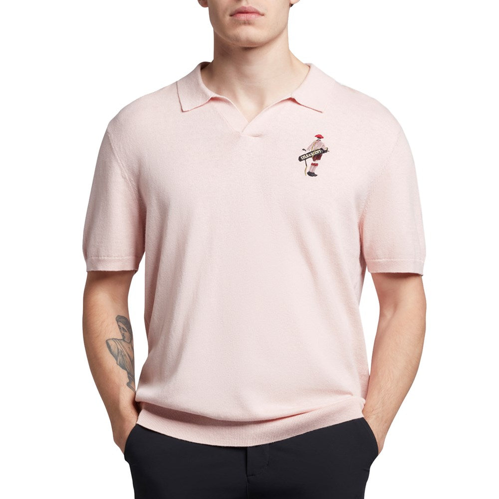 Lyle &amp; Scott 高尔夫球员针织 Polo 衫 - 免费粉色