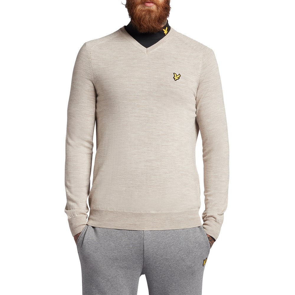 Lyle &amp; Scott Merino V 领 - 温暖的灰泥灰