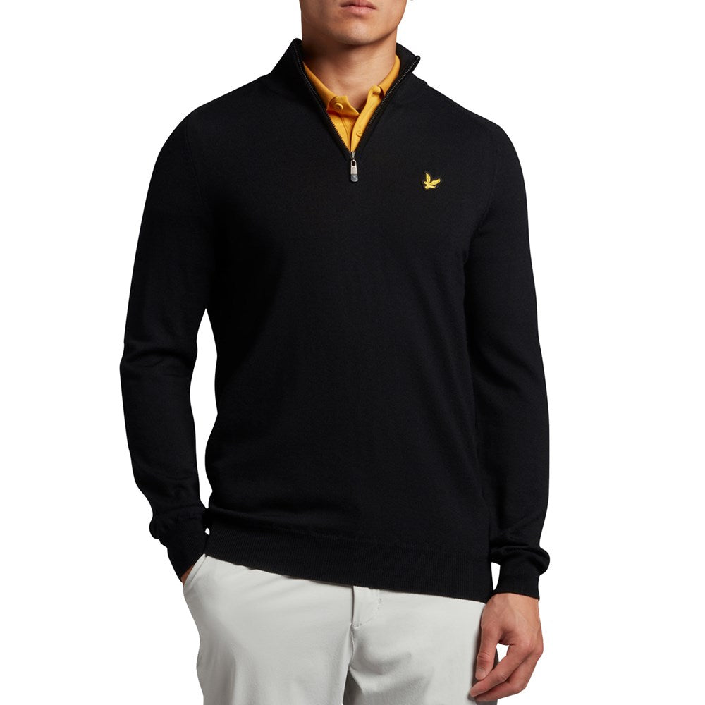 Lyle &amp; Scott Merino 1/4 拉链套头衫 - 墨黑色