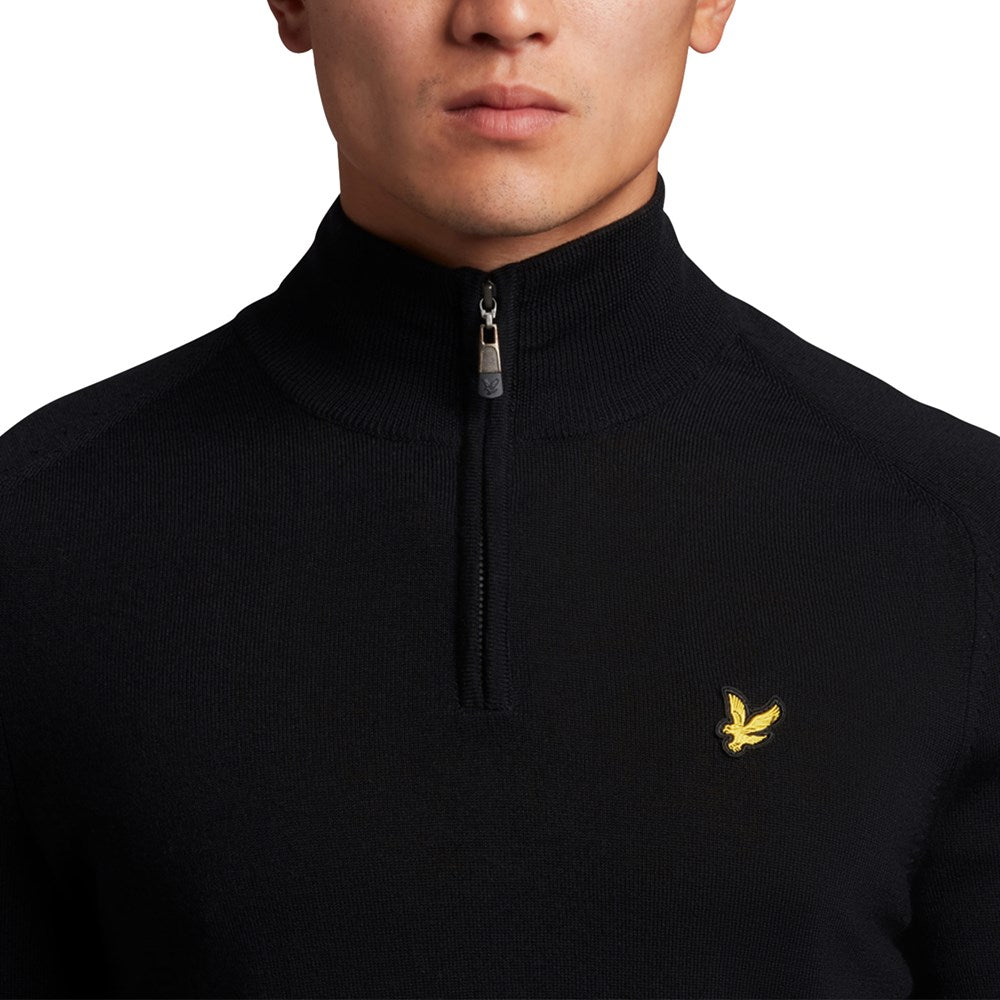 Lyle &amp; Scott Merino 1/4 拉链套头衫 - 墨黑色