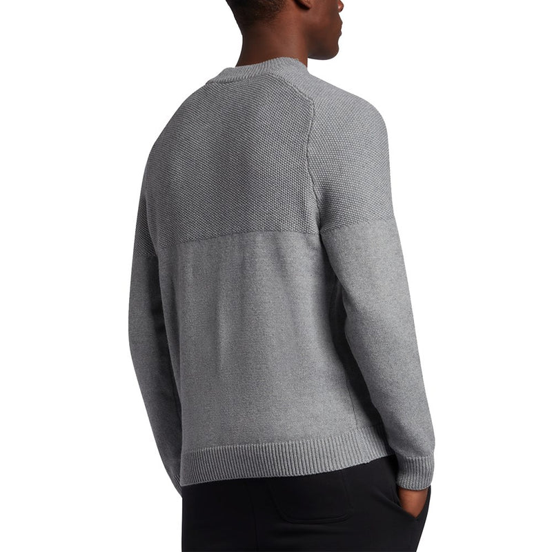 Lyle & Scott Seed Stitch Mock Neck Pullover - Mid Grey Marl