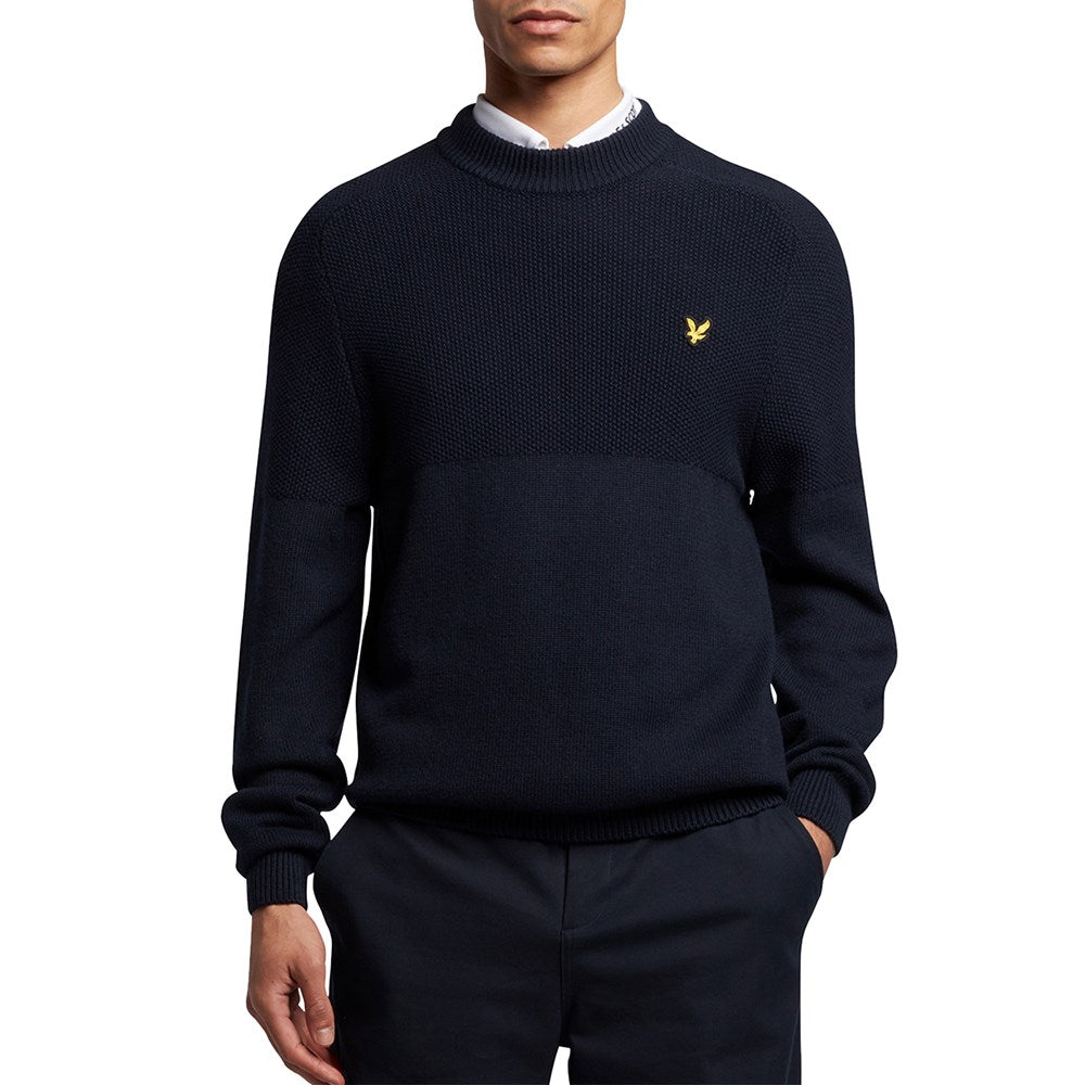 Lyle &amp; Scott Seed Stitch 小高领套头衫 - 深海军蓝