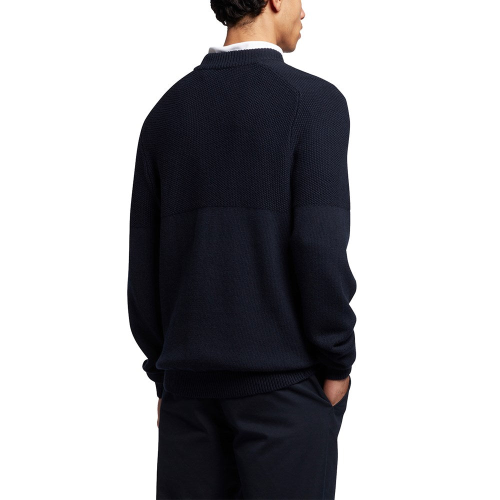 Lyle &amp; Scott Seed Stitch 小高领套头衫 - 深海军蓝