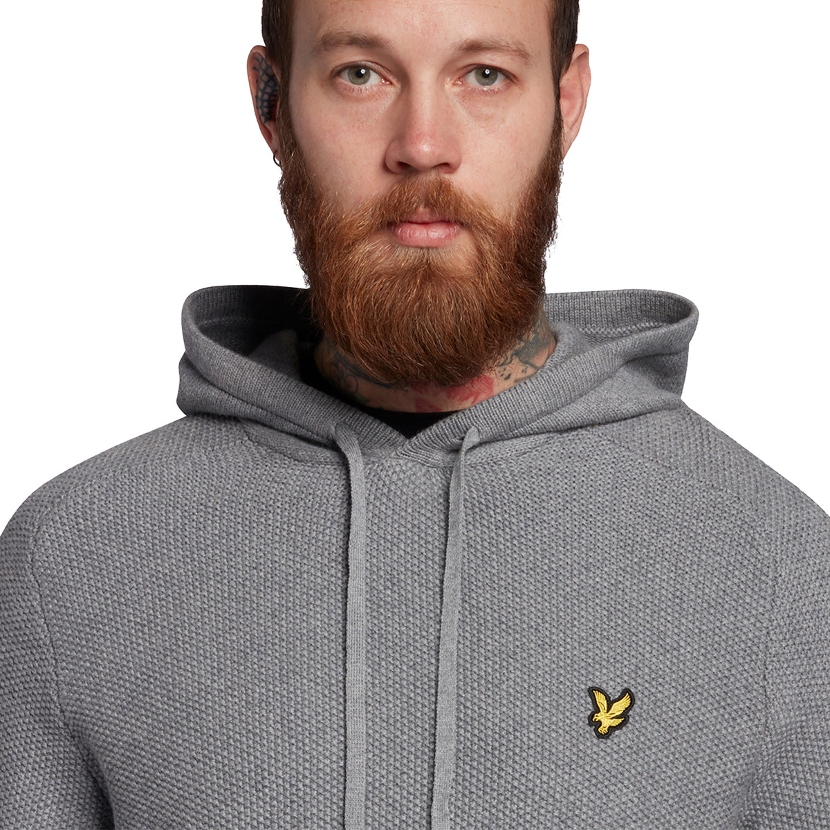 Lyle &amp; Scott Seed Stitch 针织连帽衫 - 中灰色泥灰岩