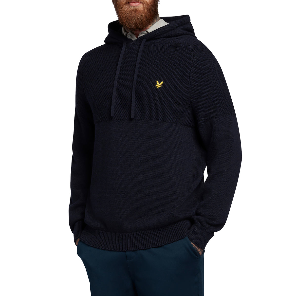 Lyle &amp; Scott Seed Stitch 针织连帽衫 - 深海军蓝