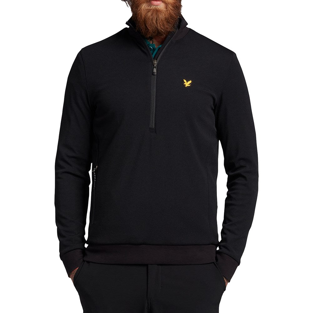 Lyle &amp; Scott 高尔夫挡风玻璃 1/2 拉链中间层 - 深黑色