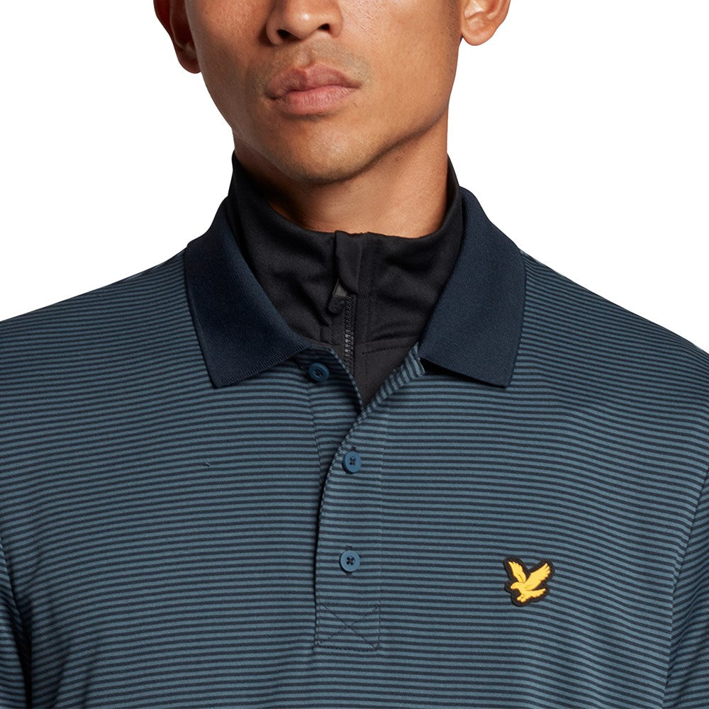 Lyle & Scott Light Microstripe Polo Shirt - Petrol/Azure