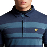 Lyle &amp; Scott 轻质宽条纹 Polo 衫 - 海军蓝