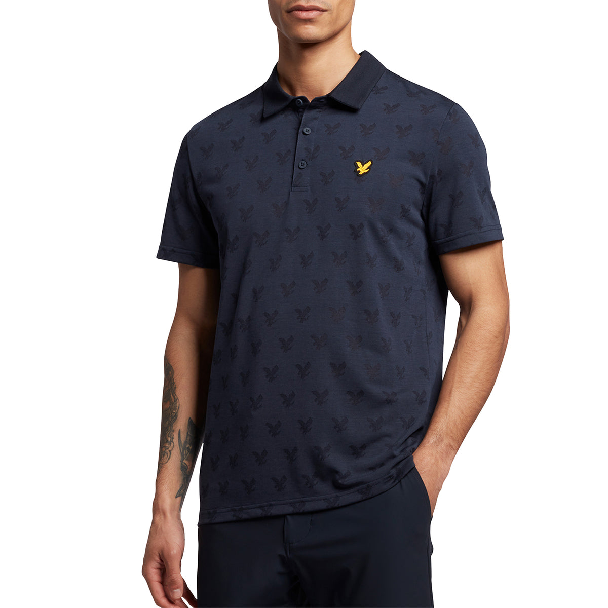 Lyle &amp; Scott 提花 Polo 衫 - 深海军蓝泥灰岩