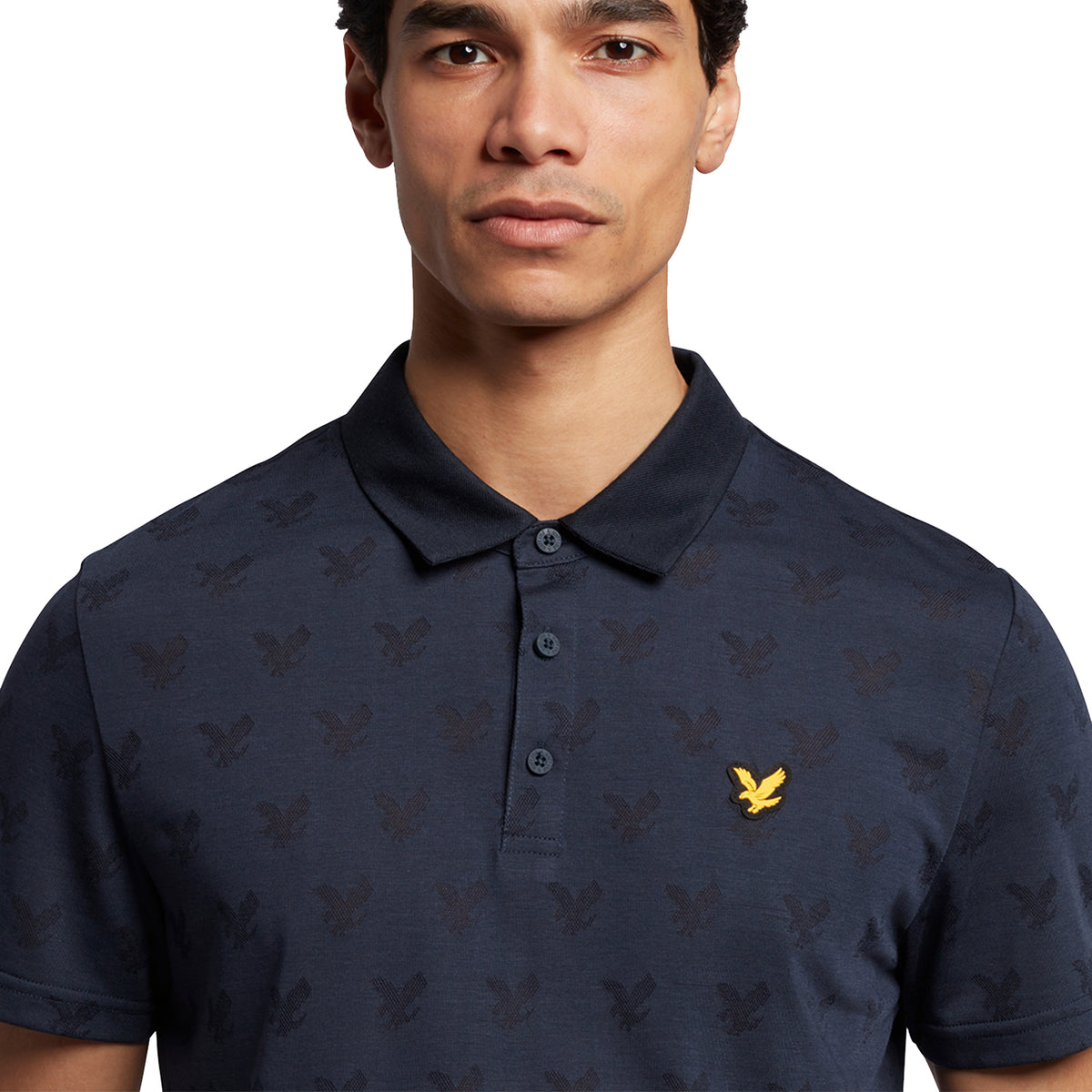 Lyle &amp; Scott 提花 Polo 衫 - 深海军蓝泥灰岩