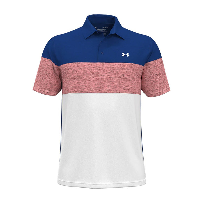 Under Armour 季后赛 Blocked 高尔夫 Polo 衫 - 皇家色/粉红沙色