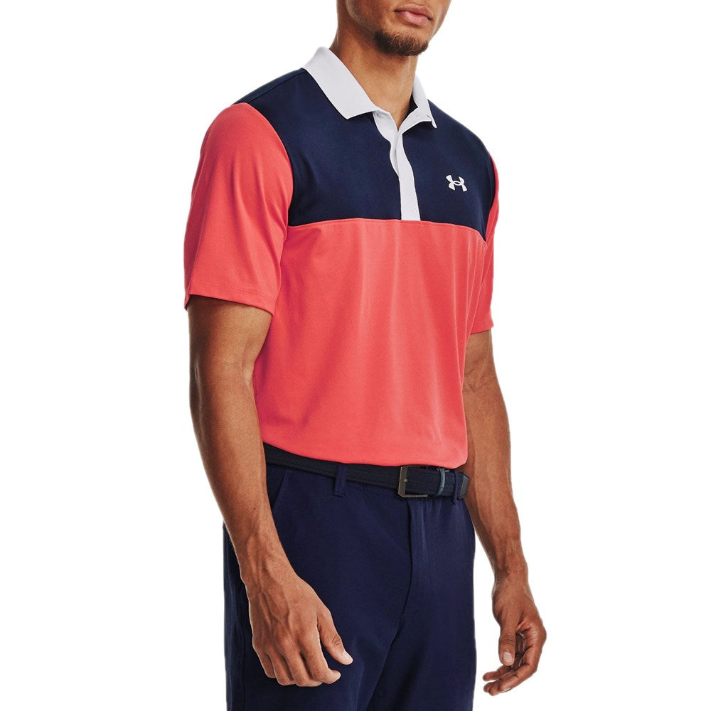 Under Armour Performance 3.0 拼色 Polo 衫 - 毒液红/午夜海军蓝/白色