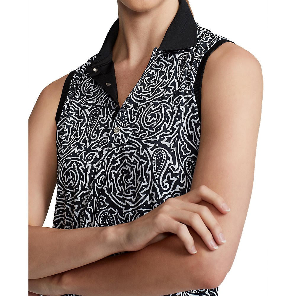 RLX Ralph Lauren 女式印花气流无袖高尔夫衬衫 - Polo 黑色块印花藤蔓