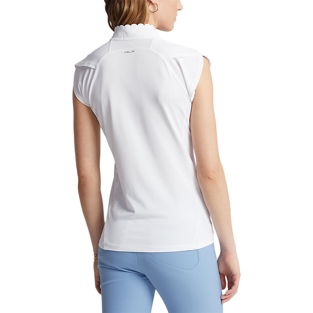 RLX Ralph Lauren 女士 SS Quarter-Zip Piqué 高尔夫衬衫 - 纯白色